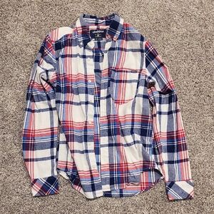 Men's Blue and Red Plaid Flannel